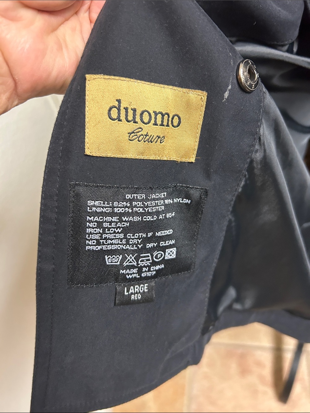 Duomo Couture Jacket Large black polyester/nylon blend with detachable liner - Picture 6 of 12